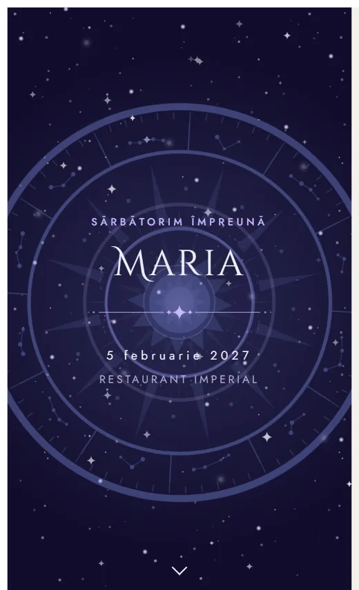 Invitație digitală de aniversare, model Zodiac